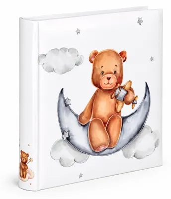 Produktbild von Cat & Bears Fotoalbum 30x30 cm 100 weiße Seiten Baby Kinder Foto Album Fotobuch - Farbe: Bear & Moon