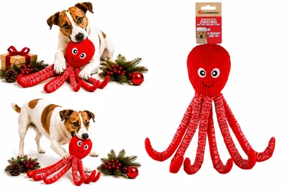Image de Flamingo Jouet pour chiens Xmas Pulpa Pieuvre rouge