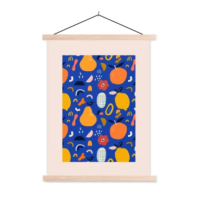 Produktbild von MuchoWow® Textilposter Lebensmittel - Obst - Blume - Rosa - Zitrone 120x160 cm mit holzfarbenen Rahmen - Plakatkarton