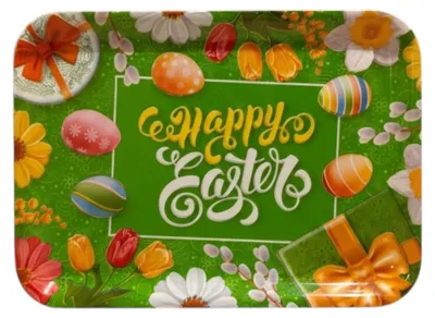 Dekoschale Happy Easter, grün, 28x20x2 cm, Melamin