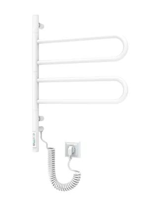 Obrázok produktu pre ELNA sušič uterákov z nízkolegovanej ocele, elektrický kúpeľňový radiátor, 180° otočný, s 2 sklopnými ramenami, biely, RAL 9003, 62W, 65x46 cm