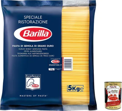 Produktbild von Pasta Barilla Spaghettoni Ristorante Nr. 7 italienisch Nudeln 5kg pack + Italian Gourmet polpa