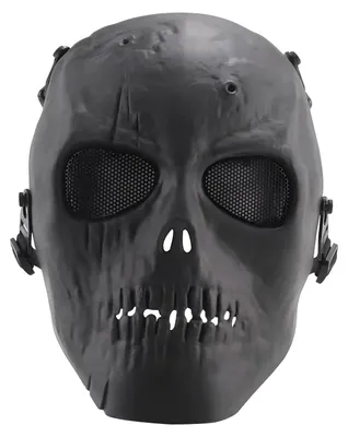 Productafbeelding van Zwarte RESTEQ gezichtsmasker-helm voor airsoft en motorrijden met Halloween.