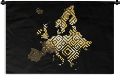 Produktbild von MuchoWow® Wandteppich Wandbehang Karte Europa - Muster - Gold 90x60 cm Tapisserie Dekoration Wandtuch - Wandskulpturen - Bildteppich