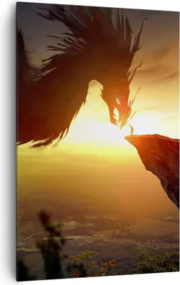 Produktbild von Bild auf Leinwand - Leinwandbild - Einteilig - Drache Rock Kreatur - 80x120cm - Wand Bild - Wanddeko - Wandbilder - Leinwanddruck - Wanddekoration - Leinwand bilder - Wandbild - PA80x120-3883