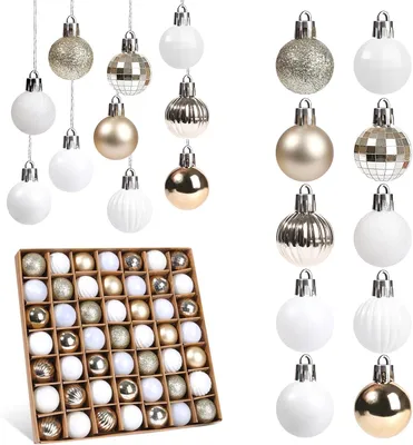 Image de Mini boules de Noël, en plastique, 3 cm de diamètre, lot de 49 pièces, décorations colorées pour le sapin de Noël