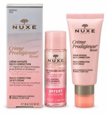 Obrázok produktu pre Nuxe Creme Prodigieuse Boost sada pre starostlivosť o pleť Multi Correction Silky Cream + Very Rose 3-in-1 Soothing Micellar Water 40 ml + 40 ml