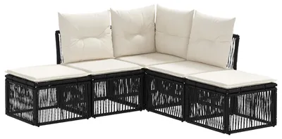Produktbild von vidaXL Gartensofa-set 5 pcs Schwarz Poly-Rattan