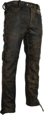 Produktbild von Lederhose an den seiten geschnürt in braun Bikerjeans Lederjeans Rockerhose (34)