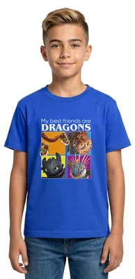 Produktbild von Spreadshirt Drachenzähmen Leicht Gemacht Beste Freunde Teenager T-Shirt, 152/164 (12-14 Jahre), Royalblau