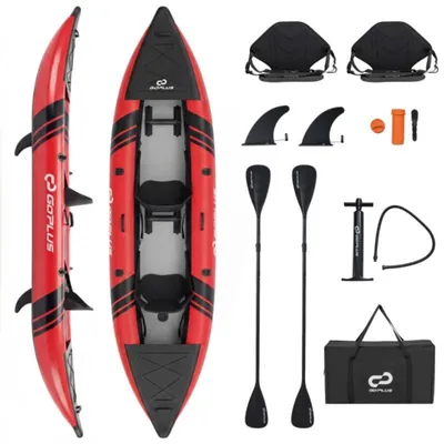 Obrázok produktu pre Nafukovací kajak pre 2 osoby s pádlami a taškou, model SP38887-RE, rozmer 40 x 94 x 382 cm, červený