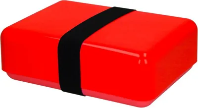 Obrázek produktu pro Lunchbox "Match" - dětský box na oběd bez BPA s elastickým popruhem, ideální jako krabička na oběd nebo svačinu do školy, do práce i pro volný čas - standardní červeno-černá barva
