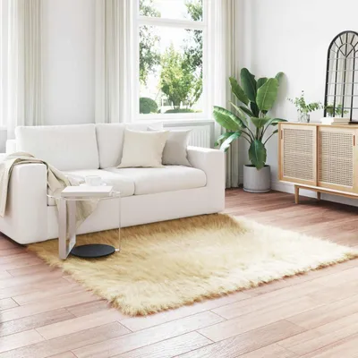 Produktbild von vidaXL Teppich aus Kunstschaffell TAFALLA Creme 160 x 160 cm Polyester