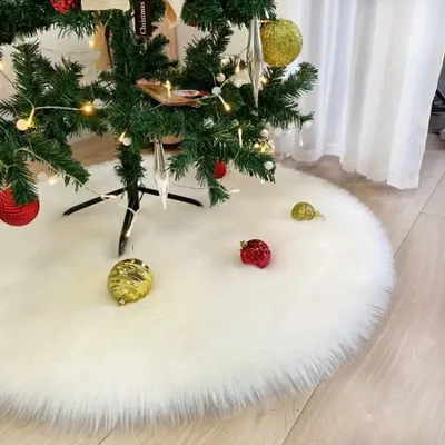 Weihnachtsbaumrock aus Kunstfell, weiß, 90 cm, flauschig