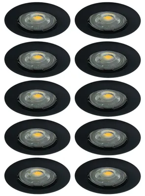 Imagen del producto de 10 focos empotrables DITO DS02B, color mate, forma redonda, máximo 35W, sin bombilla incluida