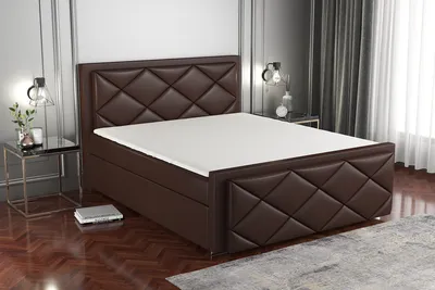 Produktbild von Boxspringbett SAXI 180x200 mit 2 Bettkästen, Bonell-Matratze und Topper. Farbe: Braun.