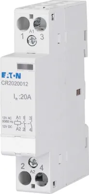 Immagine prodotto di Eaton CR2002012 Contattore di installazione Tensione nominale: 12 V DC/AC Corrente di commutazione (max.): 20 A 2 contatti NC 1 pz