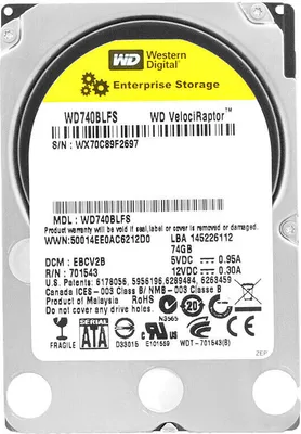 Produktbild von Festplatte WD 74GB WD740BLFS 16Mb Cache 10 000Rpm Sata II 2,5" Zoll VelociRaptor