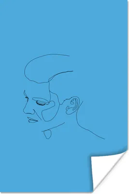Produktbild von MuchoWow® Poster Gesicht - Strichzeichnung - Mann 80x120 cm - Papierdruck