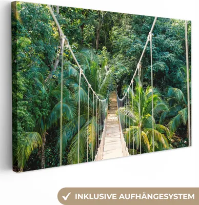 Obrázek produktu pro OneMillionCanvasses® - Plátno nástěnné umění - Džungle - Palma - Most - Příroda - Rostliny, nástěnná malba, nástěnné dekorace obrazy obývací pokoj, 60x40cm