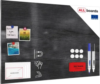 Immagine prodotto di Lavagna magnetica in acciaio LEGNO GRIGIO 90x60cm MetalBoards lastra adatta per tutti i tipi di calamite + set di accessori GRATIS