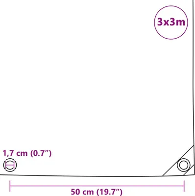 Image de vidaXL Bâche de protection 650 g/m² 3x3 m noir