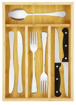 Productafbeelding van Bestekbak - Bestekhouder - Bestek Organizer - Bamboe -  34 x 25 x 4,5 cm