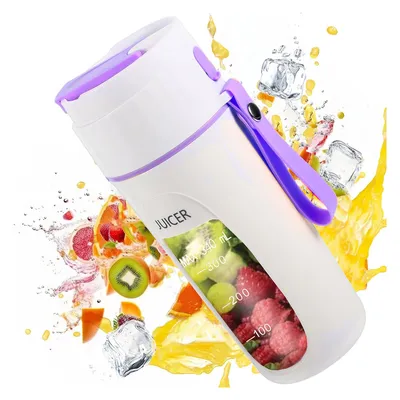 Produktbild von Tragbarer Mixer, USB-Multifunktions-Entsafter für zu Hause, 340 ml， mit 8 Klingen zur Herstellung von Milchshakes und Smoothies (lila)