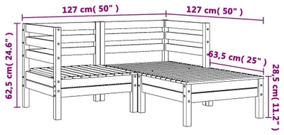 Produktbild von vidaXL Gartensofa 2-Sitzer mit Hocker Wachsbraun Massivholz Kiefer
