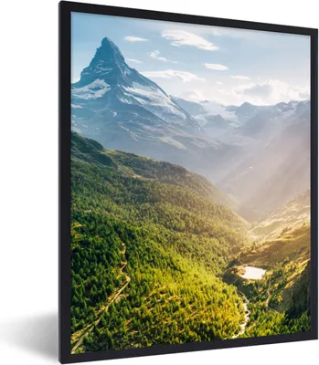 Produktbild von MuchoWow® Gerahmtes Poster Berge - Pflanzen - Landschaft 60x80 cm - Poster mit Schwarzem Bilderrahmen Wandposter Rahmen Foto Bilder - Premium - Wanddeko Wohnzimmer