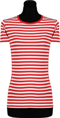 Produktbild von Ringelshirt kurzarm rot-weiß Karnevalskostüm Damen Größe: M