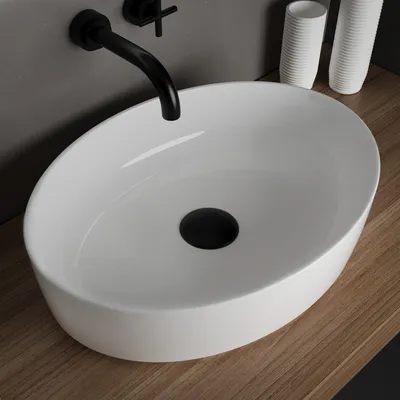 Produktbild von Alpenberger Waschtisch | Aufsatzwaschbecken Waschschüssel | Klein Waschschale für Badezimmer und Gäste WC | Keramik Waschbecken | Handwaschbecken | Gästewaschbecken in Schalenform
