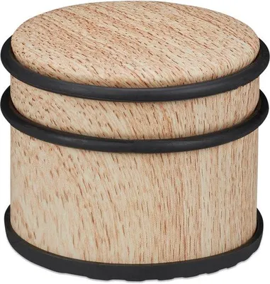 Produktbild von Famanu Türstopper aus Edelstahl und Gummi - Holzoptik - Ø 9,5 cm - Hellbraun