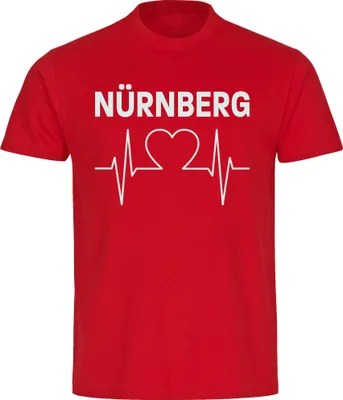 Produktbild von multifanshop Herren T-Shirt - Nürnberg - Herzschlag, rot, Größe 5XL