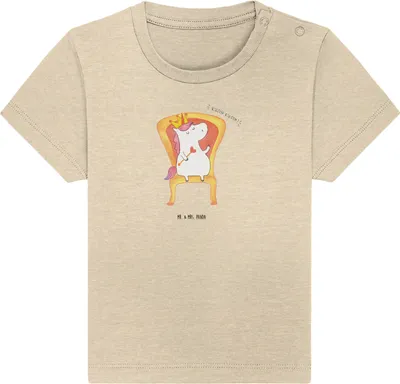 Produktbild von Mr. & Mrs. Panda Organic Baby Shirt Einhorn König 0. - 6. Monat - Natural Raw - Geschenk, Kinder Top, Präsident, T-Shirt, Bundeskanzler, Baumwollshirt, Unicorn, Babyshirt
