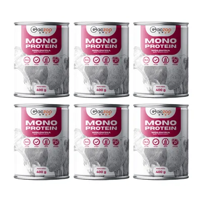 Produktbild von Gaczoo, Hundefutter Nass, Nassfutter Hunde, Rindfleisch, Monoprotein, 6 Stück