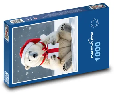 Zdjęcie produktu dla martinpuzzle - Puzzle 1000 elementów - Niedźwiedź polarny z prezentem świątecznym