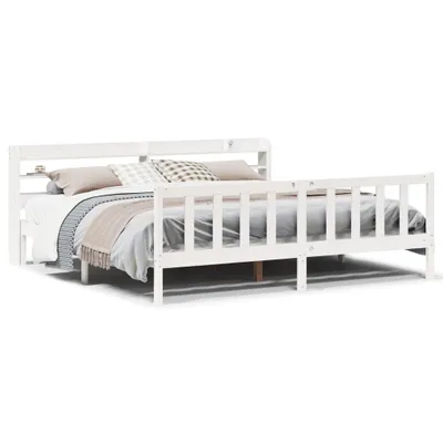 Image de vidaXL Lit en bois massif sans matelas Blanc 180x200 cm pin