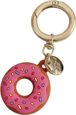 Productafbeelding van Donut-sleutelhanger, geschikt voor AirTag – Grappige sleutelhanger – Donut-hanger – Lichtroze – Siliconen hoesje – CHPN
