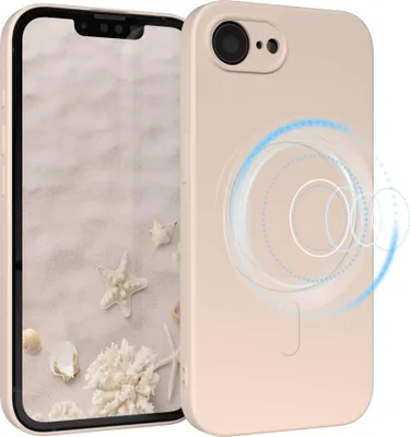 Produktbild von EAZY CASE - Silikonhülle magnetisch für Apple iPhone 16e, Hülle Silikon, weich stoßfeste Magnet Handyhülle, Schutzhülle mit Kameraschutz, TPU Bumper in Natur