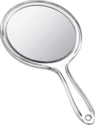 Produktbild von Doppelseitiger Vergrößerungs-Handspiegel (1x/2x) mit Griff, transparenter Handspiegel, Kosmetikspiegel (transparent)