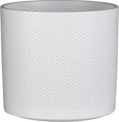 Obrázek produktu pro Velký kvetinác, bílý s reliéfem - keramický kvetinác, Ø 21 × V 23cm - elegantní