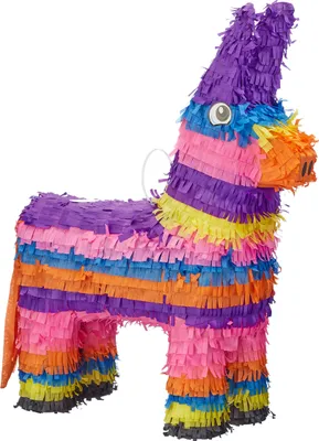 Produktbild von Relaxdays Pinata Esel, zum Aufhängen, Kinder, Mädchen, Jungs, Geburtstag, zum Befüllen, HxBxT: 55 x 40 x 13 cm, bunt
