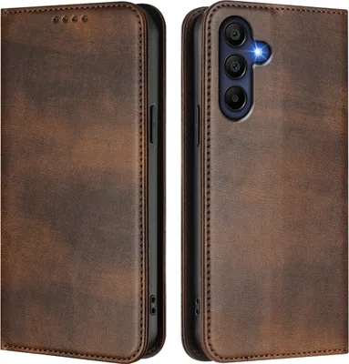 Produktbild von Handyhülle für Samsung Galaxy A26 5G, Vintage Leder RFID Schutz Kartenfach Standfunktion Magnetische Klapphülle Braun