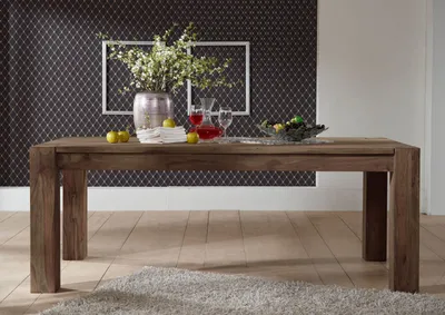 Produktbild von MASSIVMOEBEL24 Esstisch Sheesham 200x100x76 grau geölt NATURE GREY #406