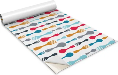 Immagine prodotto di Pellicola autoadesiva per mobili - Pellicola decorativa - Mobili da tavola - Tagliabile su misura - Posate colorate - 100 x 50 cm