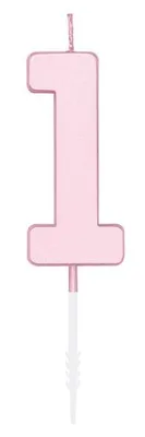Immagine prodotto di Candela numerica per torte, 4,5 cm, rosa, 1