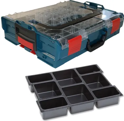 Produktbild von Sortimo Systemkoffer L-Boxx 102 Ozeanblau, transparenter Deckel + 8fach Einlage