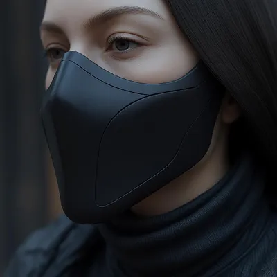 mattschwarze futuristische Halbmaske – Decords 3D-Kostümartikel, Produktansicht 1