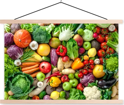 Produktbild von MuchoWow® Textilposter Obst - Gemüse - Apfel 60x40 cm mit holzfarbenen Rahmen - Bilder